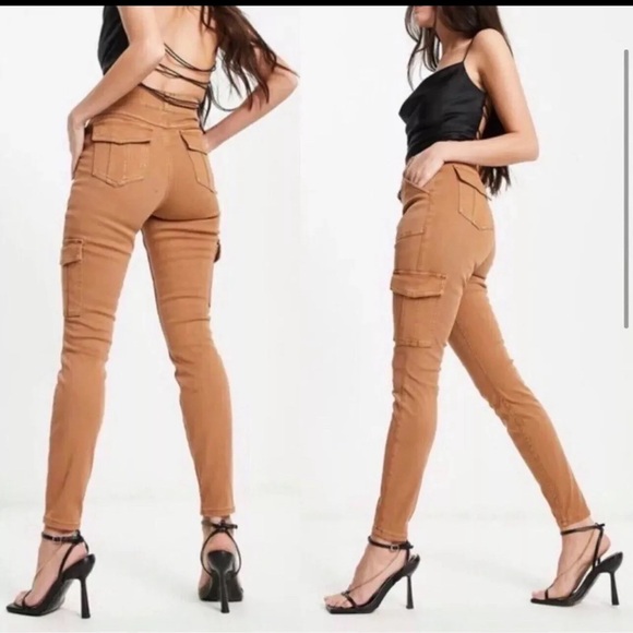 Spanx Stretch Twill Cargo Pant Honey Glow Size Medium Tall NEW